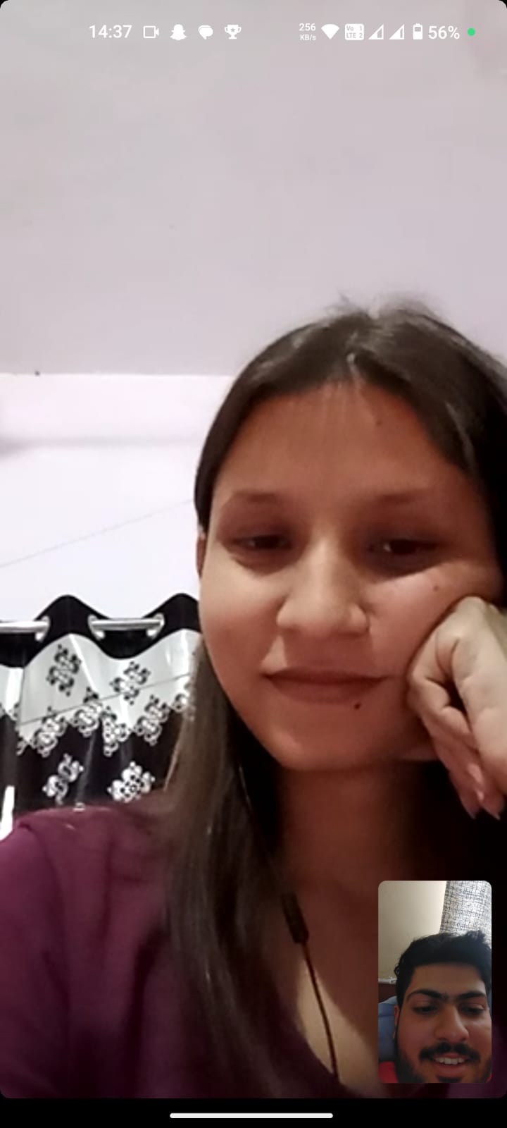 Ayush and Astha on a video call